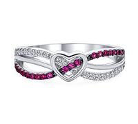 Bling Jewelry Anillo de Promesa de Corazón Infinito Rosa con Bandas Entrelazadas y Retorcidas de Acento Romántico Danity CZ de Circonita Cúbica para Mujeres en Plata de Ley .925