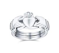 Bling Jewelry Anillo de rompecabezas Claddagh celta irlandés de trinidad manos corona corazón amistad BFF entrelazado para adolescentes para mujeres de plata esterlina .925