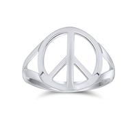 Anillo Retro Simple De Plata De Ley .925 Con Símbolo Abierto De La Paz Mundial Y Banda Dividida Para Mujeres Adolescentes