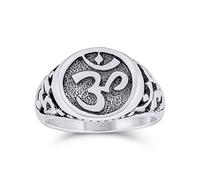 Bling Jewelry Espiritual Religiosa Yogui Símbolo Sánscrito Aum Ohm Om Signet Anillo Para Mujer Para Hombre Oxidado .925 Plata De Ley