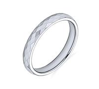 Bling Jewelry Anillos De Boda De Titanio Con Corte De Prisma De Múltiples Facetas Para Hombre Para Mujer Tono Plata Confort 3Mm