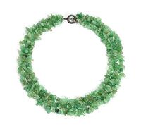 Bling Jewelry Aventurina Verde Piedra Preciosa Chunky Cluster Bib Chips Multi Strand Collar Llamativo Para Mujer Cierre Plateado