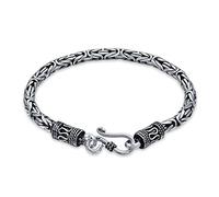 Bling Jewelry Bali Bizantina Cadena De Enlace Pulsera Ojo Y Gancho De Plata Esterlina 925 Envejecido Para Las Mujeres Hombres Adolescente Hecho A Mano En Tailandia 7,5 Pulgadas
