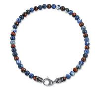 Bling Jewelry Bali Estilo De Piedra Preciosa Azul Sodalita Marrón Ojo De Tigre Bola De Cuentas Collar De Cadena Para Hombres Mujeres De Acero Inoxidable Gancho Cierres