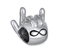 Bling Jewelry Bff Mano Símbolo Infinito Te Amo Lengua De Signos Abalorios Para Mujeres Adolescente Oxidado .925 Plata De Ley Se Adapta A Pulsera Europea
