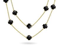 Bling Jewelry Blanco Rosa Aqua Azul Negro Esmalte De La Flor De Plata O De Oro Plateado Perlado Esmalte De La Estación De La Cadena De Envolver Capa De Trébol Collar Para Mujeres De 40 Pulgadas