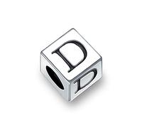 Bling Jewelry Bloque De La Letra D Del Alfabeto Inicial Del Encanto De Cuentas Para Las Mujeres Para Adolescentes .925 Plata Esterlina Para Pulsera Europea