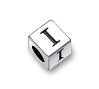 Bloque De La Letra I Del Alfabeto Inicial Del Encanto De Cuentas Para Las Mujeres Para Adolescentes .925 Plata Esterlina Para Pulsera Europea