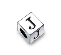 Bling Jewelry Bloque De La Letra J Del Alfabeto Inicial Del Encanto De Cuentas Para Las Mujeres Para Adolescentes .925 Plata Esterlina Para Pulsera Europea