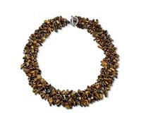 Bling Jewelry Brown Tiger Eye Gemstone Chunky Chips Cluster Bib Multi Strand Collares Llamativos Para Mujer Plateado