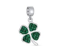 Bling Jewelry Buena Suerte Celta Hoja Verde Cristal Trébol Irlandés Colgante Abalorios Charm Para Mujer .925 Plata De Ley