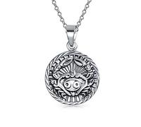 Bling Jewelry Cáncer Signo Del Zodiaco Astrología Horóscopo Ronda Medallón Colgante Para Hombres Mujeres Collar De Plata Esterlina Envejecida