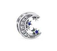 Bling Jewelry Celestial Cósmica Celestial Twinkle Stary Noche Media Luna Star Charm Bead Para Mujer Adolescente .925 De Plata Esterlina Se Ajusta Pulsera Europea