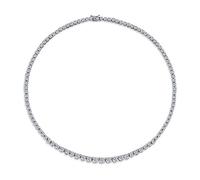Bling Jewelry Clásico Collar De Tenis De Declaración De Prong Redondo Graduado De Circonia Cúbica Bridal Tradicional Aaa Cz Para Mujeres Boda Prom Plata Plateada