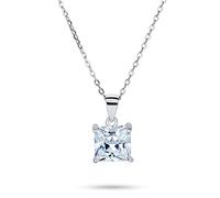 Bling Jewelry Clásico Delicado Colgante de Collar con Zirconia Cúbica Clara de Corte Princesa Cuadrado de 1.25 CT en Montura de 4 Garras para Mujeres y Adolescentes de Plata de Ley .925