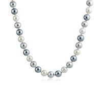 Bling Jewelry Classic Smooth 10Mm Negro Blanco Gris Tri Multi Color Anudado A Mano Simulado Pearl Strand Collar Para Mujer 18 Pulgadas