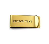 Bling Jewelry Clip de Dinero Personalizado Personalizable Grabable Grande Ancho Fuerte Simple Sencillo para Hombres Adolescentes Padre Tono Dorado Acero Inoxidable Grabado Personalizado