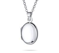 Bling Jewelry Colgante De Collar Con Medallón Ovalado Plano Simple Pequeño Para Mujeres Y Adolescentes Pulido En Plata .925 Pequeño Medallón Que Guarda Fotos