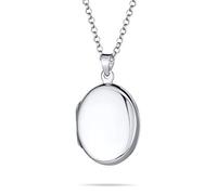 Bling Jewelry Colgante De Collar De Relicario De Fotos Grande Pequeño Simple Plano Ovalado Para Mujeres Y Adolescentes Que Guarda Imágenes Pulido .925 Plata