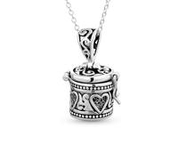Bling Jewelry Colgante De Collar Relicario De Caja De Oración De Veneno Con Corazón Cuadrado De Estilo Vintage, Recuerdo Conmemorativo Para Mujeres Adolescentes, Plata De Ley Oxidada .925