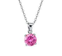 Bling Jewelry Colgante de Collar Solitario Brillante de 1.5CTW Redondo Rosa AAA CZ para Mujeres y Adolescentes Simulado de Topacio .925 Plata de Ley