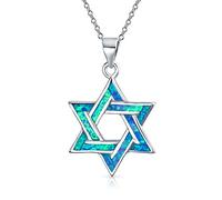 Bling Jewelry Colgante De Estrella De David De Ópalo Azul Creado Abierto Magen Judaic Hanukkah para Bat Mitzvah para Mujeres Adolescentes En Plata Esterlina .925