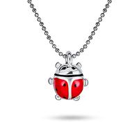 Bling Jewelry Colgante Pequeño de Esmalte de Mariquita Roja con Tono Plateado de Rodio Collar para Mujer de 16 Pulgadas