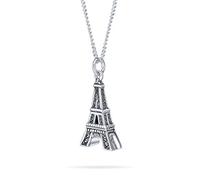 Bling Jewelry Collar Colgante Con Acento De La Torre Eiffel De París, Francia, Para Mujeres Adolescentes En Vacaciones Francesas Plata Esterlina Oxidada .925
