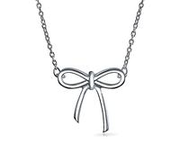 Bling Jewelry Collar Colgante Con Lazo De Cinta De Vacaciones Delicado Y Simple Para Mujeres Adolescentes Novias .925 Plata Esterlina