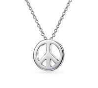 Bling Jewelry Collar Colgante Con Pequeño Símbolo Minimalista De La Paz Mundial Para Adolescentes Y Mujeres Plata Esterlina .925 Con Cadena