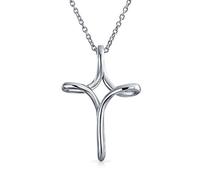 Bling Jewelry Collar Colgante Cruz Infinita Abierta Retorcida De Cinta Simple Y Delgada Religiosa Para Mujeres Adolescentes Plata Esterlina .925
