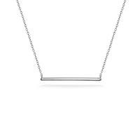 Bling Jewelry Collar Colgante de Barra Redonda Horizontal Lateral Minimalista Delgado para Mujeres y Adolescentes de Plata de Ley .925 de 16 Pulgadas
