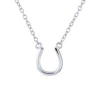 Bling Jewelry Collar Colgante de Herradura de la Suerte Minimalista Mini Pequeño Simple Ecuestre Joyería Occidental Para Mujeres Para Adolescentes .925 Plata de Ley