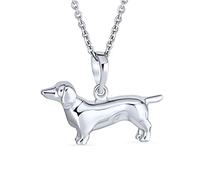 Bling Jewelry Collar Colgante De Perro Salchicha Cachorro Mejor Amigo Amante De Los Animales Para Mujer Adolescente .925 Plata Esterlina