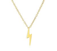 Bling Jewelry Collar Colgante De Rayo Flash Zigzag Geométrico Minimalista Pequeño para Mujeres Adolescentes Bañado En Oro De 14K Plata Esterlina .925