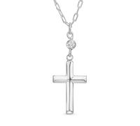 Bling Jewelry Collar Con Cadena De Estación De Cruz De Colgante Religioso Pequeño Y Simple Minimalista Para Mujeres Adolescentes Con Acento De Circonita En Plata Esterlina .925 De 1 Pulgada