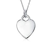 Bling Jewelry Collar con colgante en forma de corazón pequeño minimalista de tamaño mediano, simple y liso para adolescentes y mujeres, de plata esterlina .925