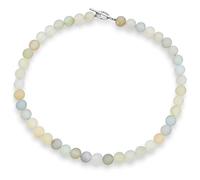 Bling Jewelry Collar de cuentas redondas de aguamarina de 10MM en tonos múltiples muy claros de joyería occidental simple y sencilla para mujer con cierre plateado de 17 pulgadas.