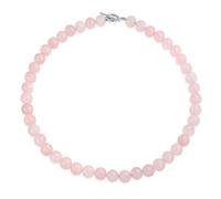 Bling Jewelry Collar de cuentas redondas de cuarzo rosa pálido de 10MM clásico simple occidental para mujer con cierre plateado de 19 pulgadas.
