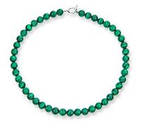 Bling Jewelry Collar de Cuentas Redondas de imitación malaquita Verde Oscuro de 10MM de joyería Occidental Simple y Sencilla para Mujer con Cierre Plateado de 17 Pulgadas.