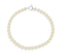 Bling Jewelry Collar de cuentas redondas de jaspe de 10MM, sencillo, liso, clásico, occidental, joyería, arena clara, para mujeres adolescentes, con cierre de palanca plateado de 19 pulgadas.