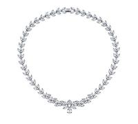 Bling Jewelry Collar De Tenis De Declaración De Estilo Vintage Clásico Con Corte Marquesa Y Lágrima Caída De Circonita Cúbica Aa Para Novias, Bodas Y Promociones De Mujeres Bañado En Plata