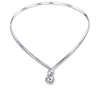 Bling Jewelry Collar geométrico tipo gargantilla en forma de V con bolas entrelazadas, collar llamativo para mujer de plata esterlina .925