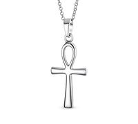 Bling Jewelry Collar Grande Unisex Con Colgante De Cruz Egipcia Ankh Clave De La Vida Religiosa Para Mujeres Hombres Y Adolescentes Pulido En Plata Esterlina .925.