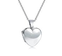 Bling Jewelry Simple Llanura En Forma De Corazón Puff Foto Relicarios Para Las Mujeres Que Sostienen Las Imágenes Pulido .925 Plata Collar Relicario Colgante