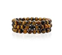 Bling Jewelry Conjunto De 3 Marrón Ojo De Tigre Ronda Abalorios 8Mm Estiramiento Pulsera Para Mujer Adolescente Para Hombre Multi Strand Apilable Ajustable