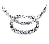 Bling Jewelry Conjunto de Collar y Pulsera de Cadena Pesada para Hombres y Adolescentes de Joyería Urbana de Biker Punk Rocker Gótico Bizantino Mecánico de Acero Inoxidable de 20 Pulgadas 8 Pulgadas