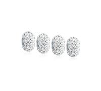Bling Jewelry Conjunto de Cuatro Separadores Sólidos de Abalorios de Cristal Blanco para Mujer para Adolescente Núcleo .925 Plata de Ley Compatible con Pulsera Europea