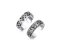 Bling Jewelry Conjunto de Dos Anillos de Dedo del Pie Midi Meñique con Nudo Celta de la Trinidad en Círculo Triquetra para Mujeres Adolescentes Oxidado .925 Plata de Ley Ajustable Personalizable
