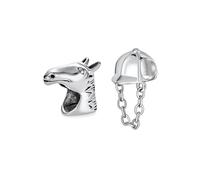 Bling Jewelry Conjunto de dos cuentas de encanto de casco deportivo de jinete ecuestre occidental para mujer adolescente en plata esterlina .925 se adapta a pulsera de encanto europea